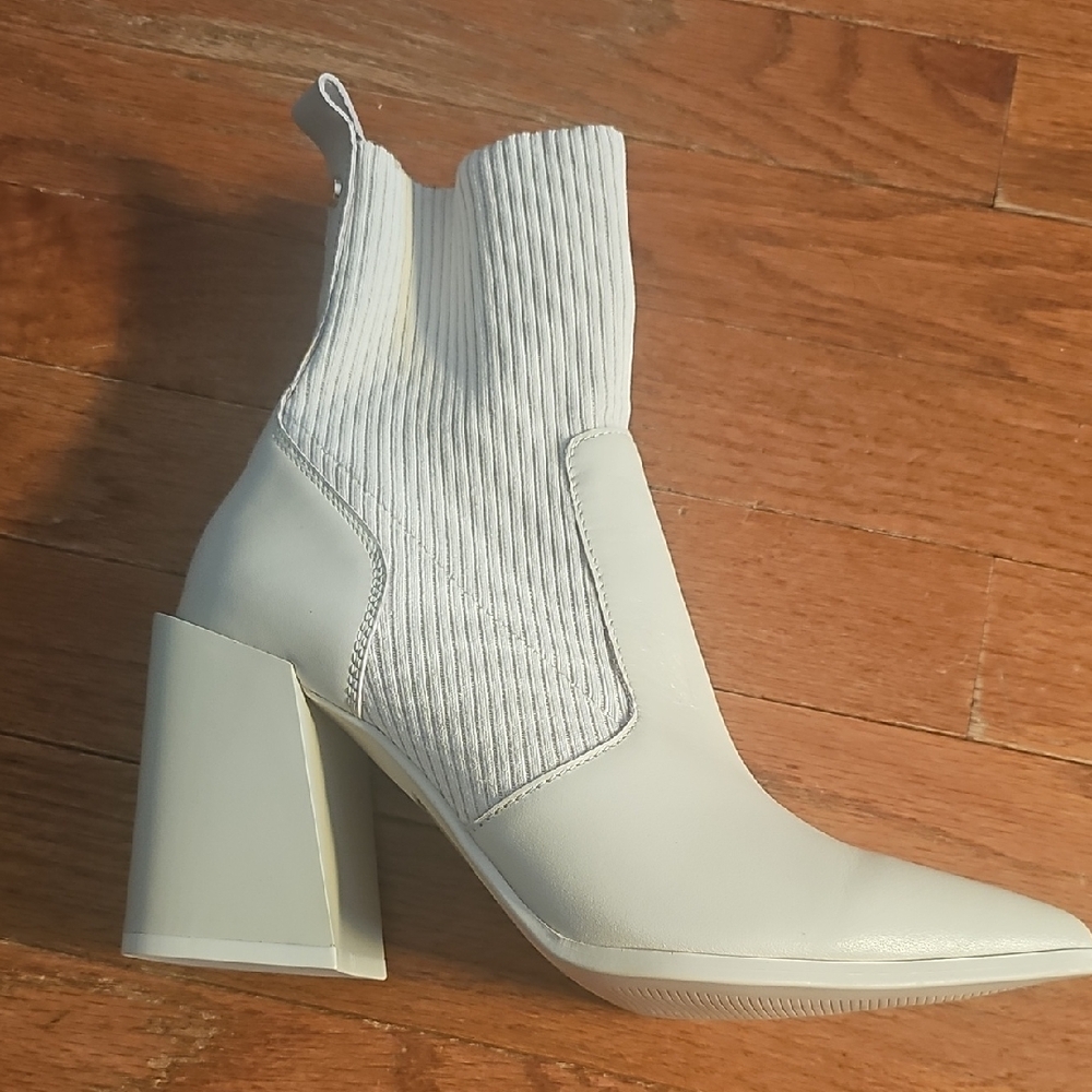 Aldo White Sock Block Heel Boots
